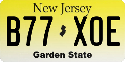 NJ license plate B77XOE