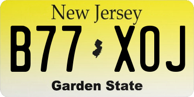 NJ license plate B77XOJ