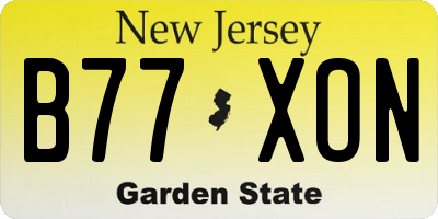 NJ license plate B77XON