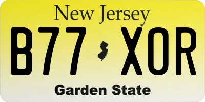 NJ license plate B77XOR