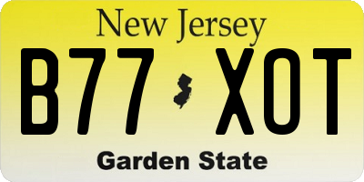 NJ license plate B77XOT