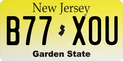 NJ license plate B77XOU