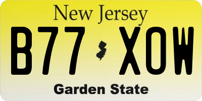 NJ license plate B77XOW