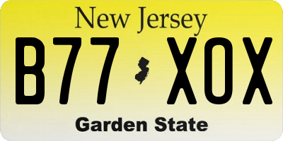 NJ license plate B77XOX