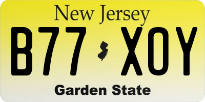NJ license plate B77XOY
