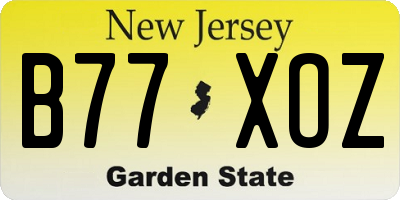 NJ license plate B77XOZ
