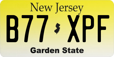 NJ license plate B77XPF
