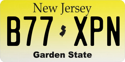NJ license plate B77XPN