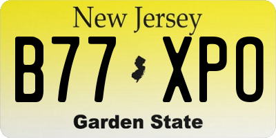 NJ license plate B77XPO