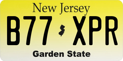 NJ license plate B77XPR