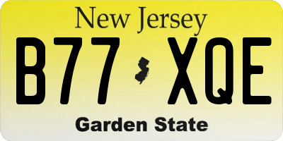 NJ license plate B77XQE