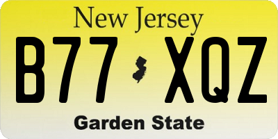 NJ license plate B77XQZ