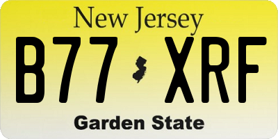 NJ license plate B77XRF