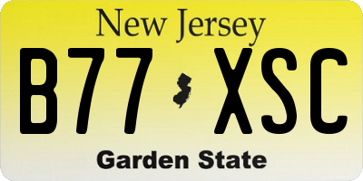 NJ license plate B77XSC