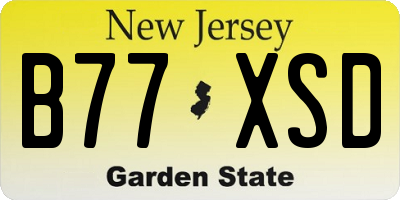 NJ license plate B77XSD