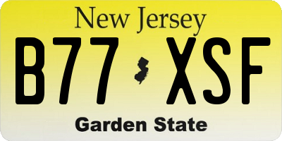 NJ license plate B77XSF