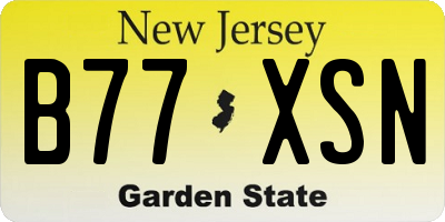 NJ license plate B77XSN