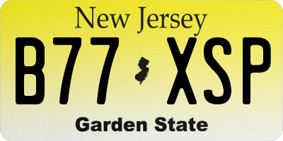 NJ license plate B77XSP