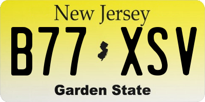 NJ license plate B77XSV