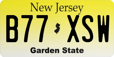 NJ license plate B77XSW