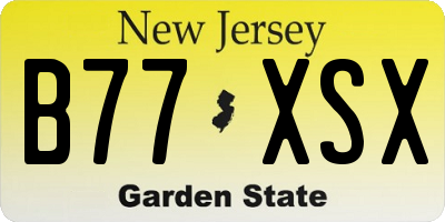 NJ license plate B77XSX