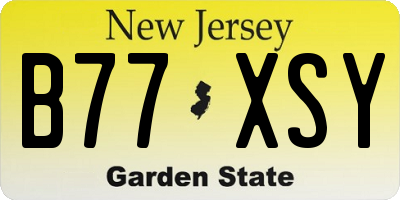 NJ license plate B77XSY