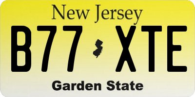 NJ license plate B77XTE