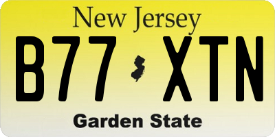 NJ license plate B77XTN