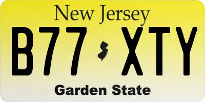 NJ license plate B77XTY