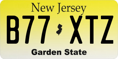 NJ license plate B77XTZ