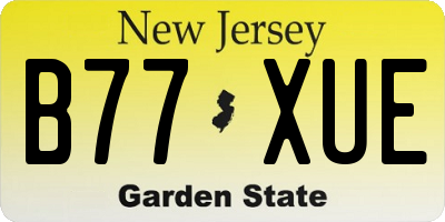NJ license plate B77XUE