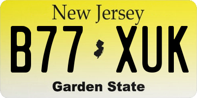 NJ license plate B77XUK