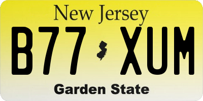 NJ license plate B77XUM