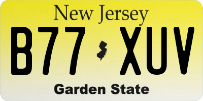 NJ license plate B77XUV