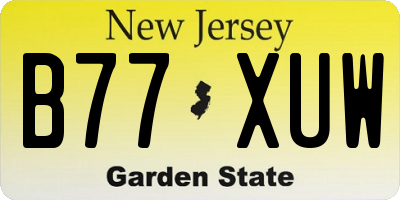 NJ license plate B77XUW