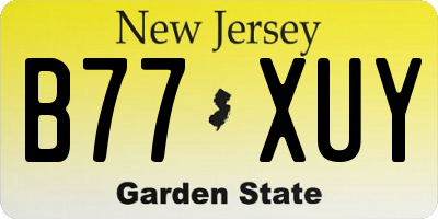 NJ license plate B77XUY