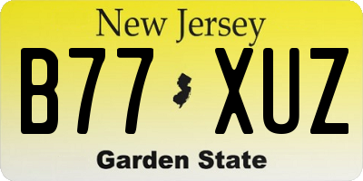 NJ license plate B77XUZ