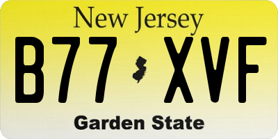 NJ license plate B77XVF