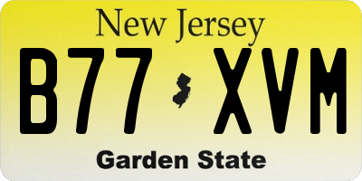 NJ license plate B77XVM
