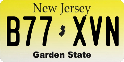 NJ license plate B77XVN