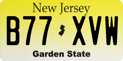 NJ license plate B77XVW
