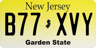 NJ license plate B77XVY