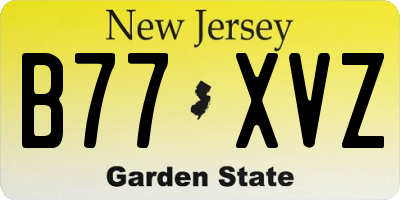 NJ license plate B77XVZ