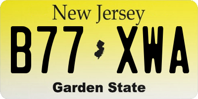 NJ license plate B77XWA