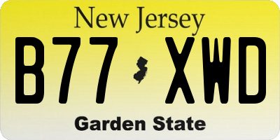 NJ license plate B77XWD
