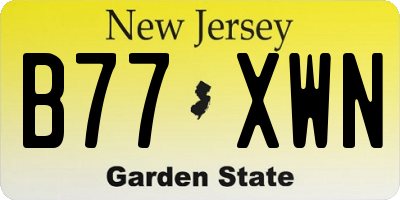 NJ license plate B77XWN