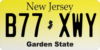 NJ license plate B77XWY