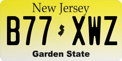 NJ license plate B77XWZ