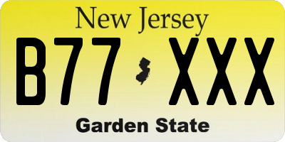 NJ license plate B77XXX