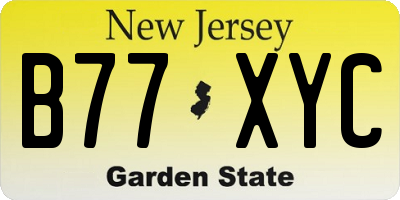 NJ license plate B77XYC
